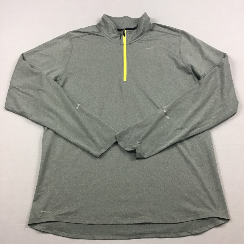 Nike Sweater Men Large Gray 1/4 Zip Element Pullover Running Reflective Dri Fit